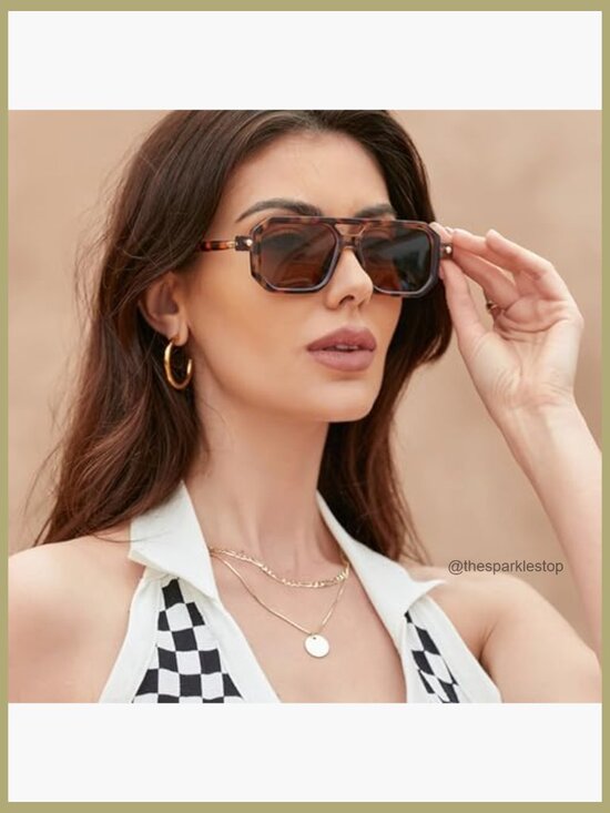 Retro Aviator Sunglasses Plastic Frame UV400 Protection Unisex